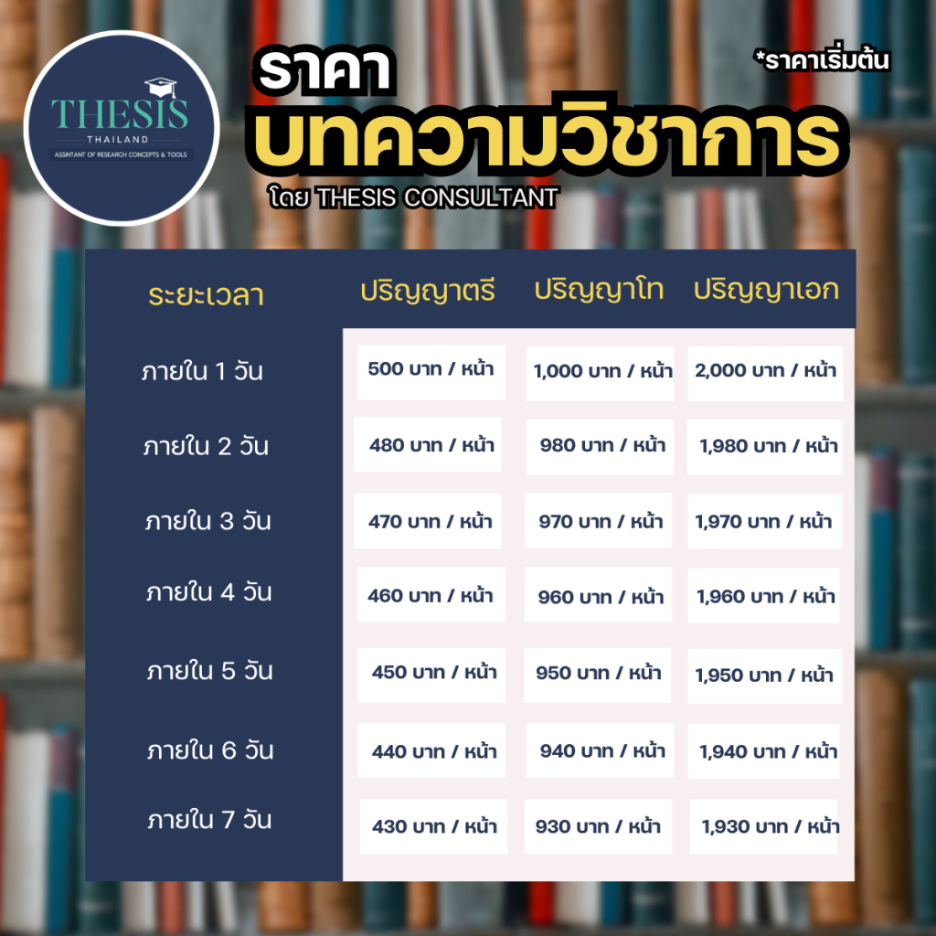 รวมราคาบริการของ Thesis Thailand ที่มาพร้อมกับความประทับใจเพื่อคุณ